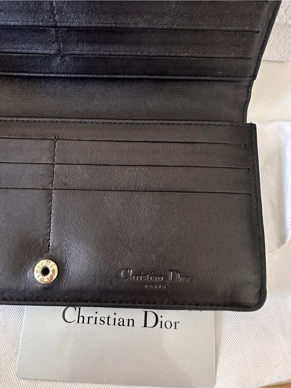 Dior Black Patent Quilted Zip-Around Wallet with Gold Charms - Picture 4 of 8